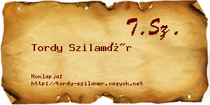 Tordy Szilamér névjegykártya